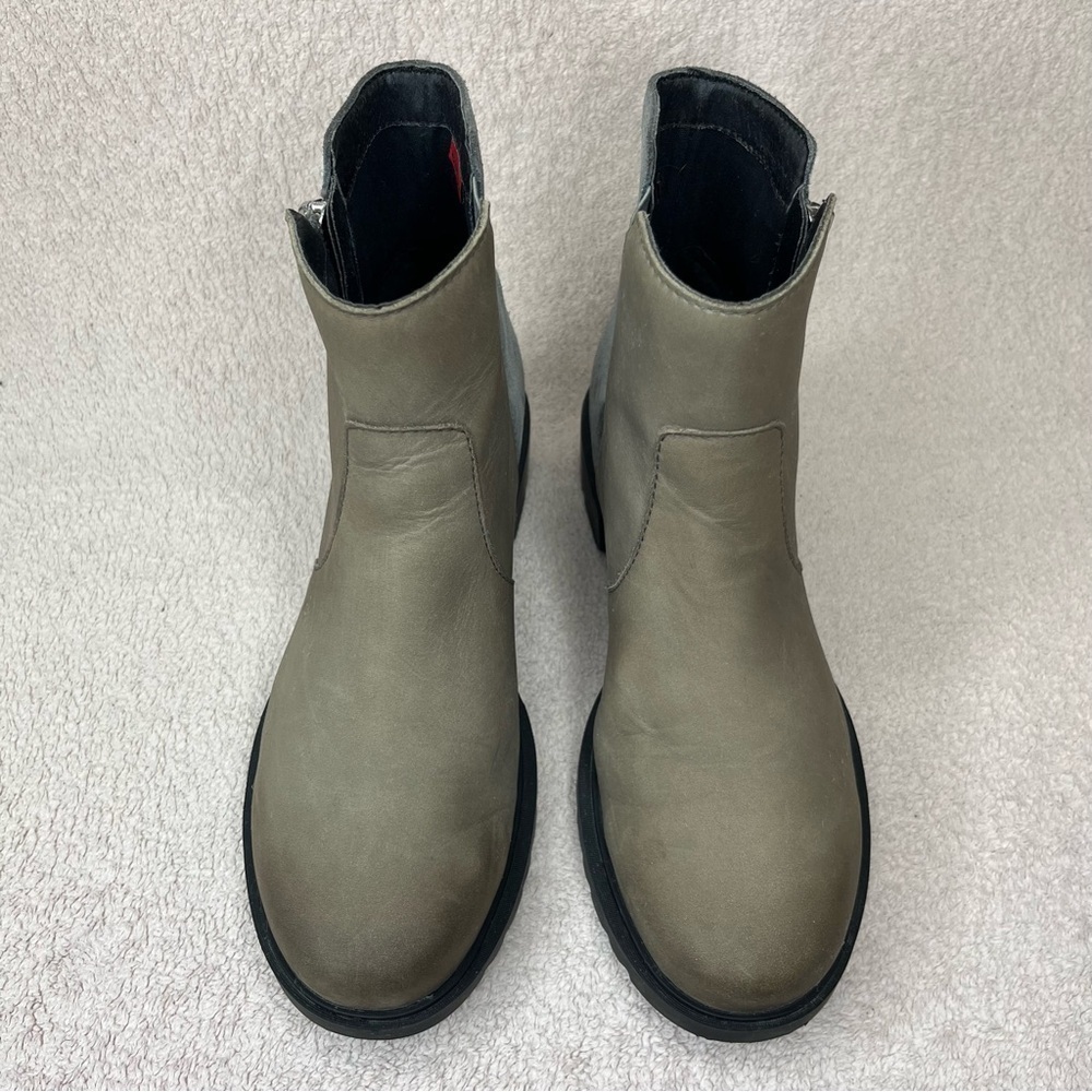 Sorel Emelie Zip Waterproof Leather & Suede Chelsea Ankle Boots Women’s 7 Gray - Picture 5 of 11